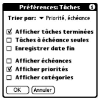 PALM TUNGSTEN T2 - Pour modifier les paramètres des préférences : - 1