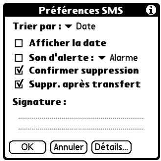 PALM TUNGSTEN T2 - Définition des préférences SMS - 1
