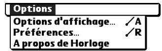 PALM TUNGSTEN T2 - Utilisation des menus de l'horloge universelle - 1