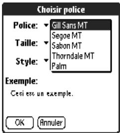 PALM TUNGSTEN T2 - Pour changer la police d'un message composé : - 2