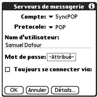 PALM TUNGSTEN T2 - Pour modifier votre nom d'utilisateur ou votre mot de passe : - 1