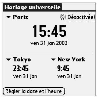 PALM TUNGSTEN T2 - Pour ouvrir l'application horloge universelle : - 2