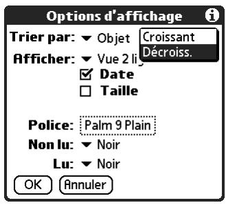 PALM TUNGSTEN T2 - Pour changer l'ordre de tri : - 2