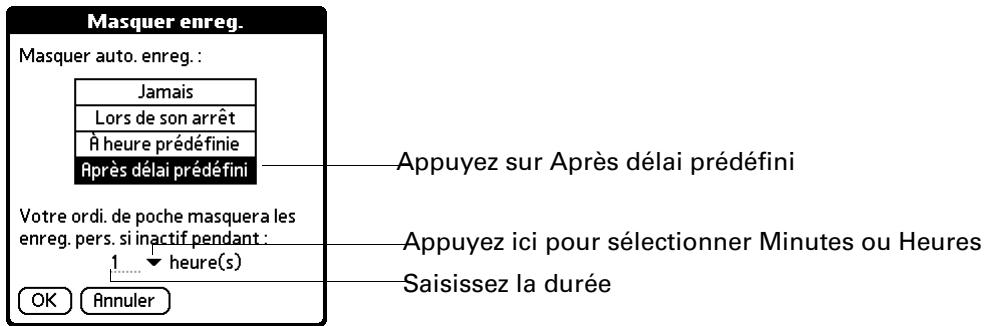 PALM TUNGSTEN T2 - Pour cacher ou masquer vos enregistrements lorsque vous eteignez votre ordinateur de poche : - 8