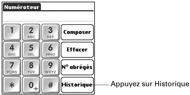 PALM TUNGSTEN T2 - Composition d'un numéro à partir de l'histoire des appeals - 1