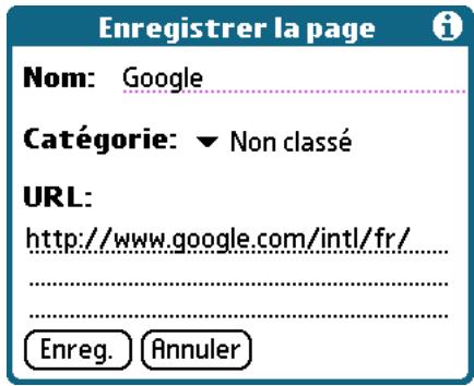 PALM TUNGSTEN T2 - Pour enregistrer une page web : - 1