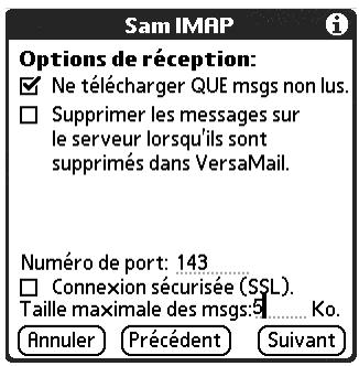 PALM TUNGSTEN T2 - Comptes IMAP - 1