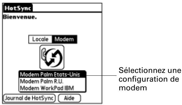 PALM TUNGSTEN T2 - Préparation de l'ordinateur de poche pour une opération hotsync par modem - 1