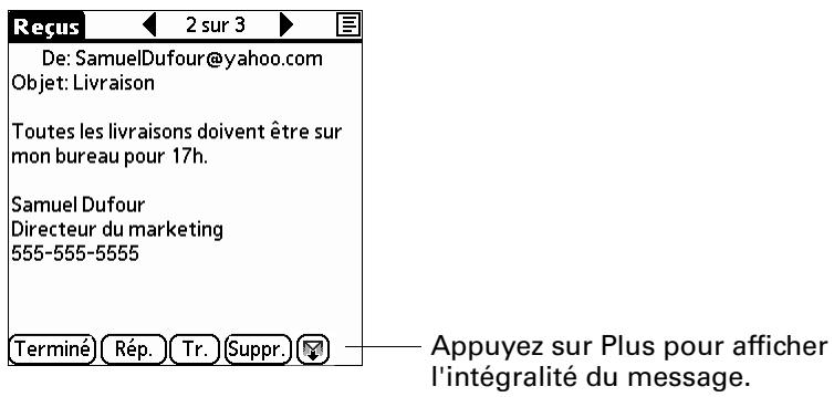 PALM TUNGSTEN T2 - Pour dire un message en utilisant le navigateur : - 1