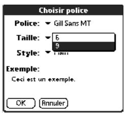 PALM TUNGSTEN T2 - Pour changer la police d'un message composé : - 3