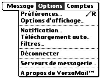PALM TUNGSTEN T2 - Pour sélectionner le compte dont vous voulez gérer les paramètres : - 1