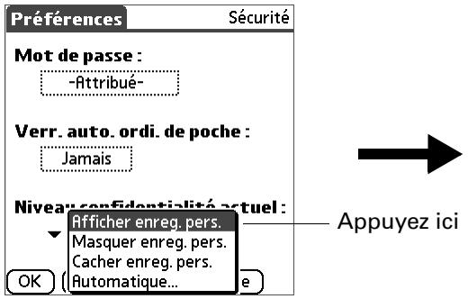 PALM TUNGSTEN T2 - Pour afficher tous les enregistrements personnels : - 1
