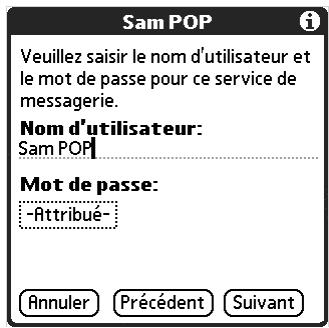PALM TUNGSTEN T2 - Pour modifier le nom d'utilisateur et le mot de passe du compte : - 1
