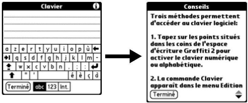 PALM TUNGSTEN T2 - Pour afficher un conseil en ligne : - 1
