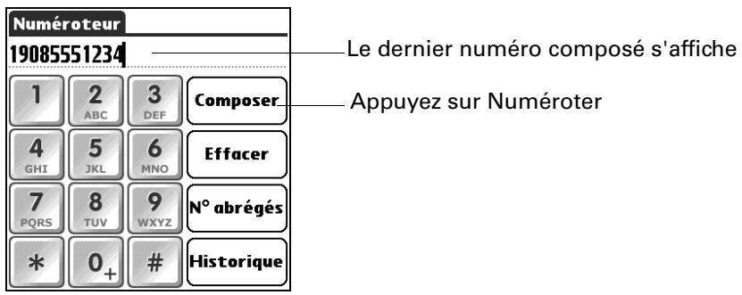 PALM TUNGSTEN T2 - Pour rappeler le dernier numéro composé : - 2