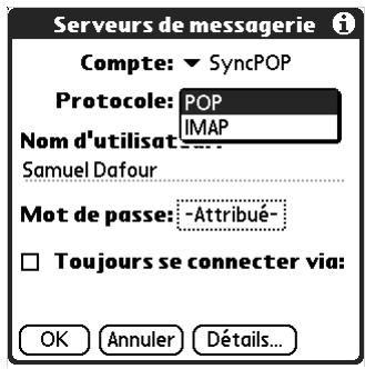 PALM TUNGSTEN T2 - Pour changer le type de protocole : - 1