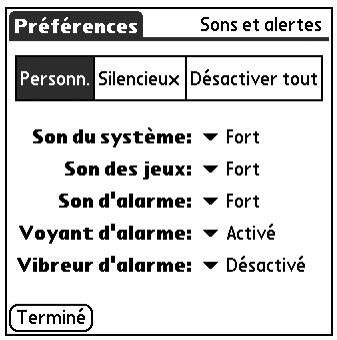PALM TUNGSTEN T2 - Pour définir les options de notification : - 5