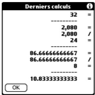 PALM TUNGSTEN T2 - Pour afficher les derniers calculs : - 1