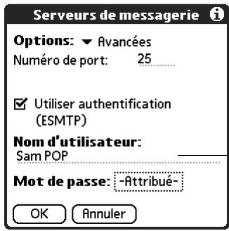 PALM TUNGSTEN T2 - Pour modifier un compte et ajouter ESMTP : - 4