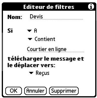PALM TUNGSTEN T2 - Pour créer un filtre : - 2