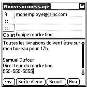 PALM TUNGSTEN T2 - Pour rédiger le reste du message et l'envoyer : - 2