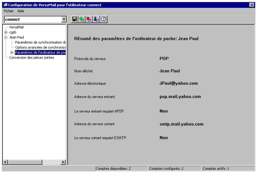 PALM TUNGSTEN T2 - Écrans relatifs aux informations des comptes - 2