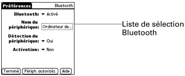 PALM TUNGSTEN T2 - Pour activer l'option de communication bluetooth : - 1