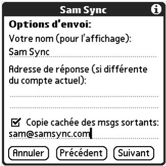 PALM TUNGSTEN T2 - Pour configurer les options d'envoi : - 1