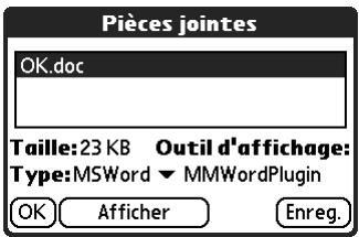 PALM TUNGSTEN T2 - Pour enregistrer une pièce jointe sur une carte d'extension : - 1