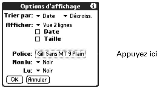 PALM TUNGSTEN T2 - Pour changer la police : - 1