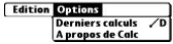 PALM TUNGSTEN T2 - Menu options - 1