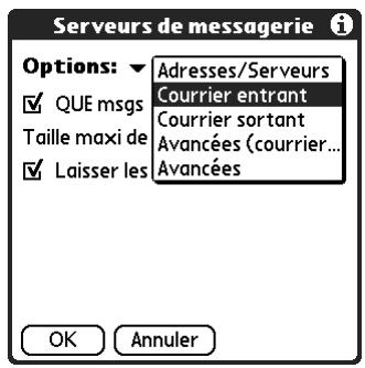 PALM TUNGSTEN T2 - Pour modifier vos paramètres de serveur de messagerie entrante : - 1