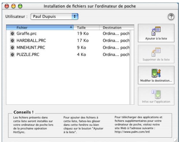 PALM TUNGSTEN T2 - Installation d'applications et de fichiers sur macintosh - 1