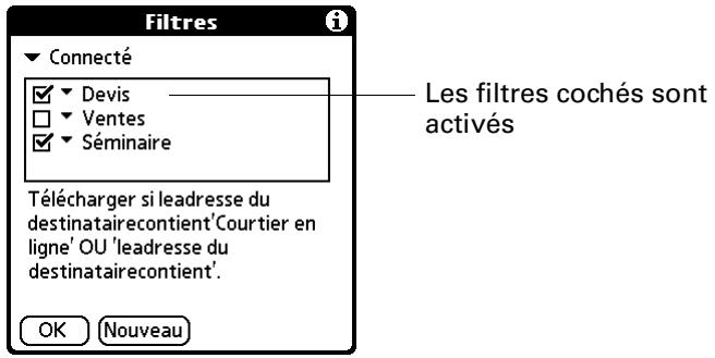 PALM TUNGSTEN T2 - Pour activer ou désactiver un filtre : - 1