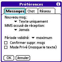 PALM CENTRO - Personnalisation des paramètres de l'application messagerie - 1