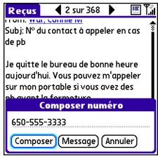 PALM CENTRO - Composition d'un numéro à partir d'une page web ou d'un message - 1