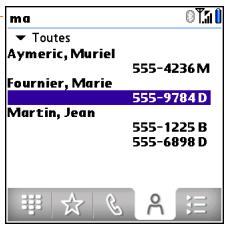 PALM CENTRO - Composition d'un numéro à l'aide du nom d'un contact - 1