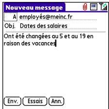PALM CENTRO - Saisissez l'objet et le texte du message. - 1