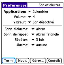 PALM CENTRO - Sélection des sonneries d'alarme - 1