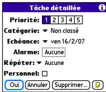 PALM CENTRO - Définition de la priorité de la tâche, de l'échéance et autres détails - 1