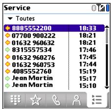 PALM CENTRO - Pour sélectionner un numéro dans votre historique des appels : sélectionnez - 1