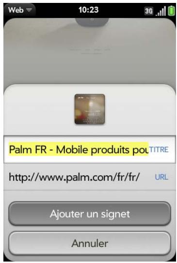 PALM PRE - Création d'un signet - 1