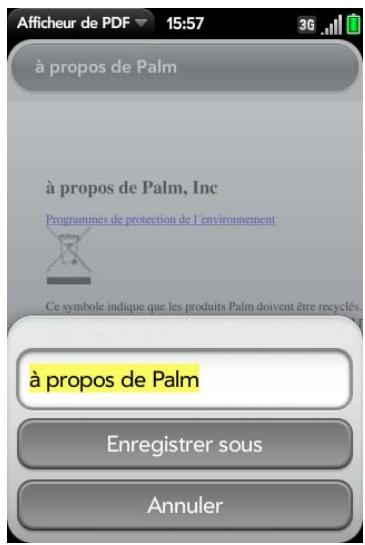PALM PRE - Enregistrement d'un fichier sous un nouveau nom - 1