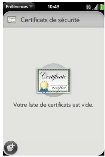 PALM PRE - Ajout d'un certificat à partir d'un périphérique de stockage USB - 1