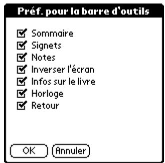 PALM TUNGSTEN 2 READER - Préférences barre d'outils - 1