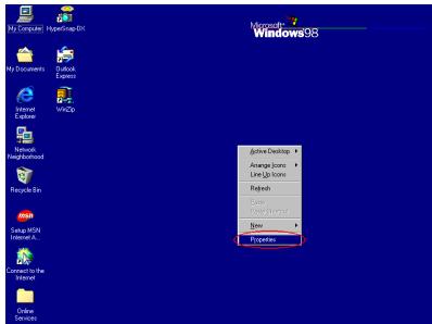 ABIT GT2 - 3-2. Comment utiliser les propriétés de paramétrage du pilote sous windows® 98 se - 1