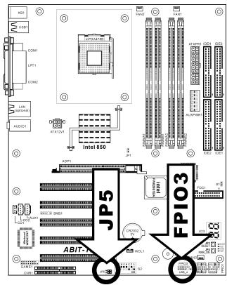ABIT TH7II - Jp5/fpio3: connecteurs additionnels pour ports USB - 1