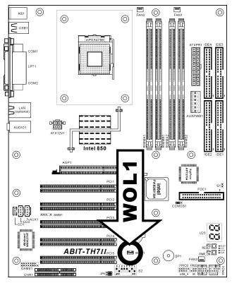 ABIT TH7II - (6). WOL1: connecteur wake-on-lan - 1