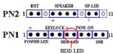 ABIT ZM6F - PN1 (Pin 6-7): Connecteur de la LED HDD - 1
