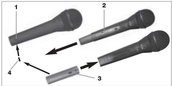 AKG D 880 S - Replacing the transmitter module with the XLR connector module: - 1